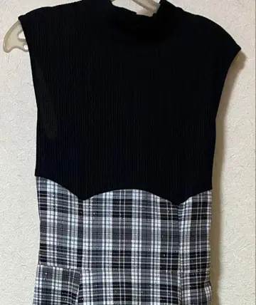 더즈린 체크 슬리브리스 코르셋 원피스