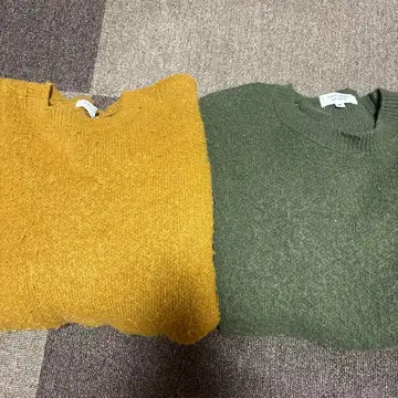 니트 스웨터 세트 머스타드 베이지 올리브 그린