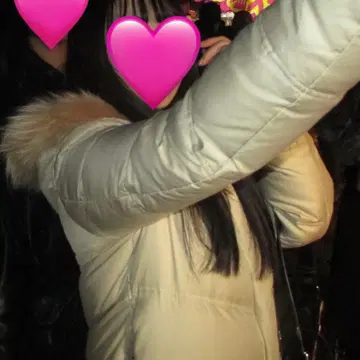 베이지 퍼 다운 y2k