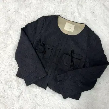 en quete 앙케트 노카라 자켓 M 블랙 40 리본 포함