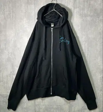 Ed Hadrdy 백 자수 두꺼운 원단 맨투맨 후드티 속기모 블랙