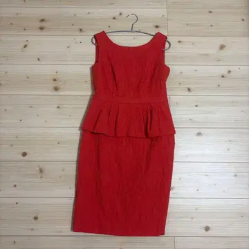 오렌지 페플럼 드레스 타이트 스커트 ROPE