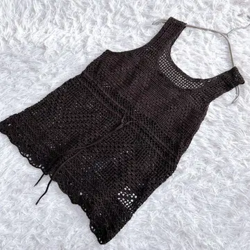 언타이틀(2) 슬리브리스 크로셰 뜨개질 상의