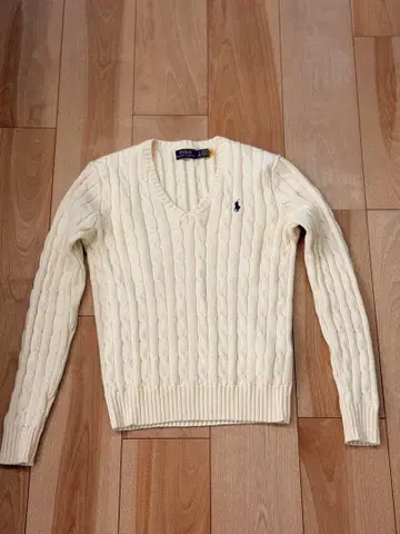 랄프 로렌 화이트 니트 스웨터 코튼 심플