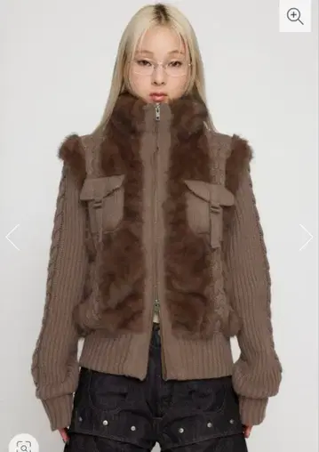 lagua gem 케이블 퍼 니트 블루종 브라운 라구아젬 새상품