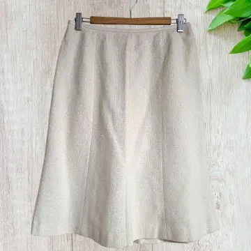 ARQUETT 아이보리 라메 입 플레어 스커트 M 사이즈