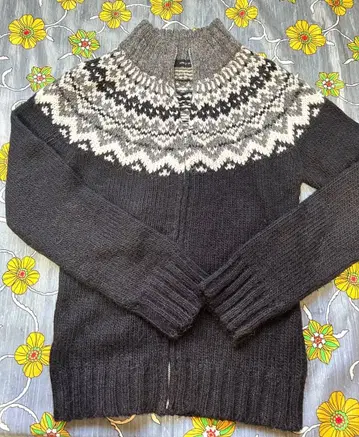 COMME CA ISM 래글런 편직 집업 스웨터 M