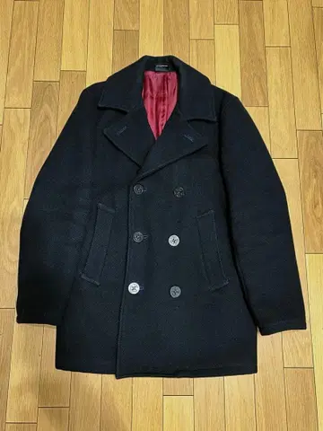 JOURNAL STANDARD 울 피코트 블랙 빨간색 안감 6버튼