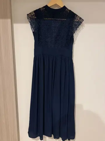 네이비 레이스 드레스