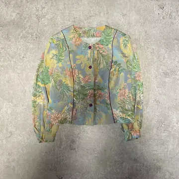 00's 빈티지 플라워 프린트 크롭 셔츠