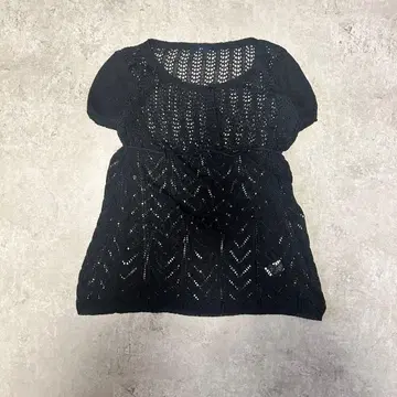 00's vintage 레이스 편직 블랙 반팔 튜닉