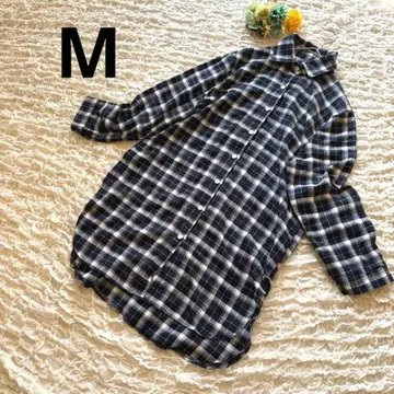 기모 체크 셔츠 체형 커버 원피스 겉옷 긴팔 네이비 네이비 컬러 M