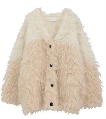 CLANE 클라네 바이컬러 샤기 니트 가디건 아이보리