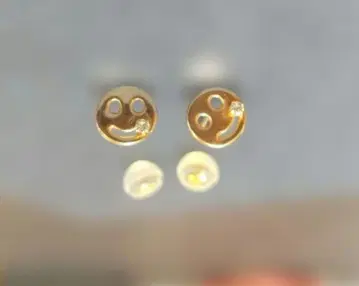 K10 YG 스마일 페이스 다이아몬드 귀걸이