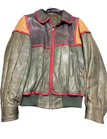 조르지오 아르마니 멀티 컬러 가죽 자켓