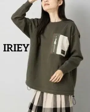 IRIEY 아이리 가슴 포켓 맨투맨 기모 카키