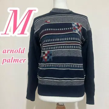 아놀드 파머 M 네이비 레드 총 패턴 니트 캐주얼 코디 깔끔한