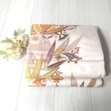 후쿠로 오비 베이지 화이트 골드 오렌지 댓잎 쿨 차분한 OBI