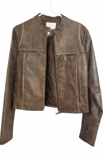 OIC 브라운 합성 피혁 자켓 S