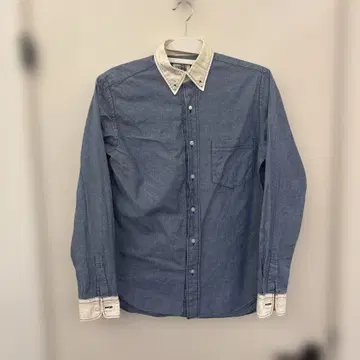 meple 샴브레이 셔츠 긴팔 화이트 옷깃 L