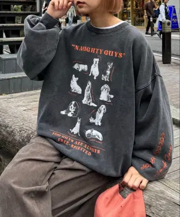 사운즈굿 프린트 자수 빈티지 맨투맨