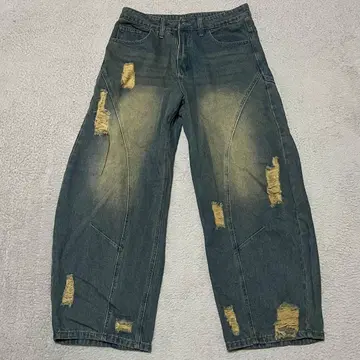 스트릿 스타일 데미지 가공 카고 와이드 팬츠