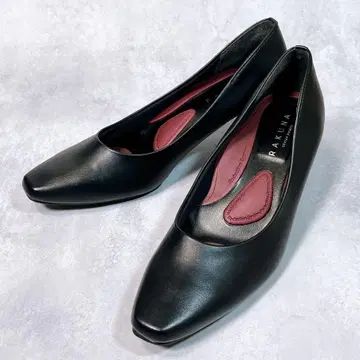 새상품급 [라쿠나] 정형 펌프스 (24) 가죽 4E 와이드 블랙