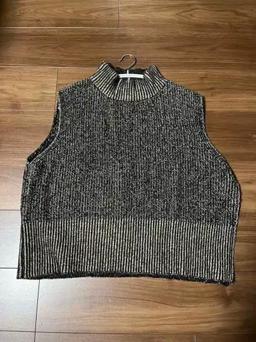 [ 새상품급 ] 니트 베스트 사이드 지퍼 블랙 브라운 MIX