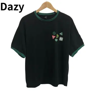 데이지 원포인트 로고 반팔 T셔츠 블랙 여성용 둥근넥 L