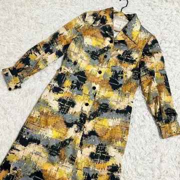 도쿄 모드 새상품급 오픈 칼라 코트 원피스 아트풍 빈티지