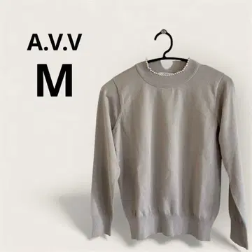 그레이 크루넥 니트 스웨터 긴팔 M 펄 고급 깔끔함