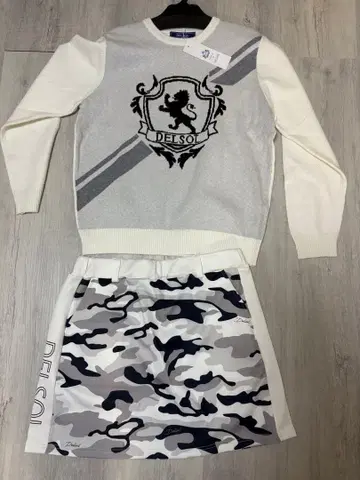 새상품 3L 사이즈 델솔골프 니트 카모플라주 스커트 셋업 상하의