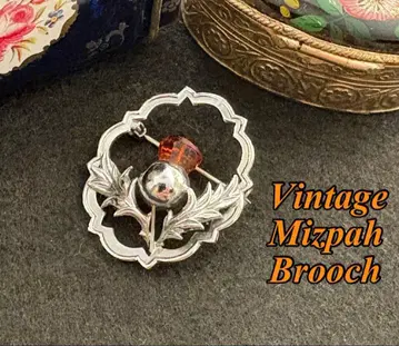 빈티지 미즈파 실버 컬러 프레임 아자미 브로치