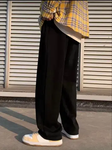 블랙 배기 슬랙스