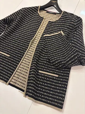 LEONARD 최근 노카라 자켓 가디건 40