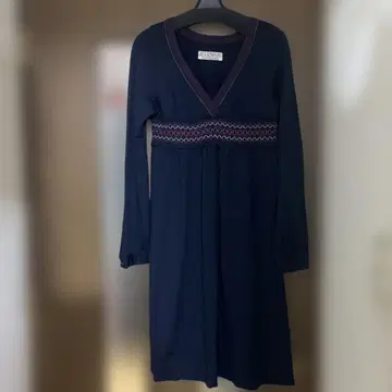 JEANNASSAUS 네이비 V넥 원피스 울 100