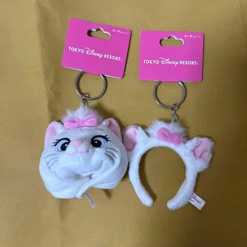 새상품 오샤레 캣 마리 머리띠 팬캡 키링 두 개