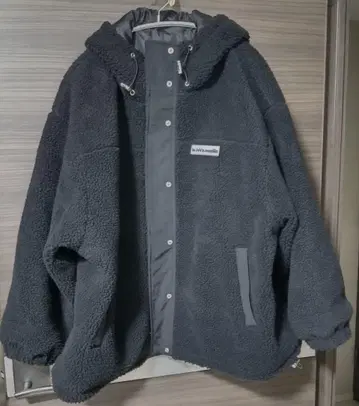 JaVa 스탠드 후드 오버 사이즈 보아 아우터 M 블랙