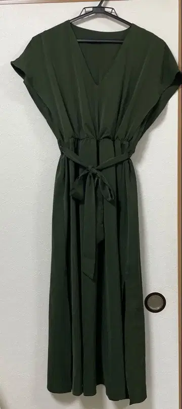 다크 그린 셔츠 원피스 반팔