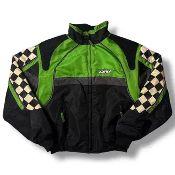 90s y2k Arctic Cat 레이싱 자켓 체크 무늬 깃발