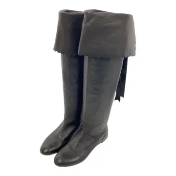 여성용 롱 가죽 리본 부츠