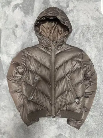 archive 충전솜 다운 자켓 y2k grunge 짧은 기장 더블 지퍼