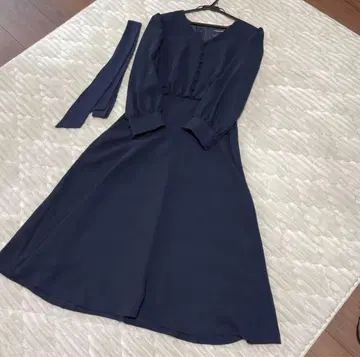 스트로베리 필드 플레어 원피스 A라인 네이비 일본제 M사이즈