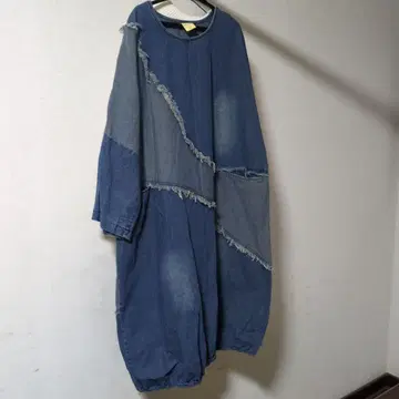 데님 패치워크 오버 사이즈 원피스