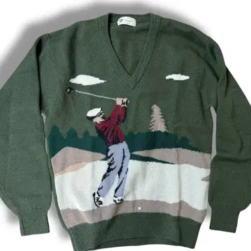 M st. andrews 빈티지 골프 니트 스웨터 그린
