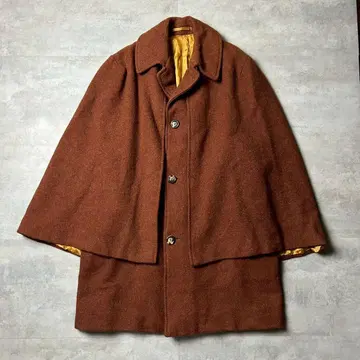 60s 해리스 트위드 트위드 판초 코트 미들 코트 울 케이프