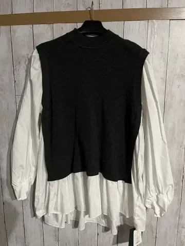 다크 그레이 니트 레이어드 상의