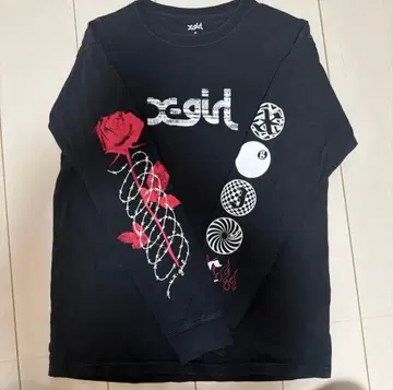 x-girl 블랙 롱 슬리브 티셔츠