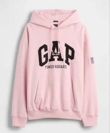 GAP 헤비웨이트 타임스퀘어 GAP 로고 후드티 핑크
