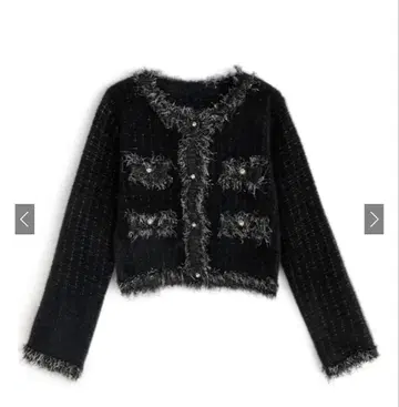 블랙 프린지 가디건 lt144